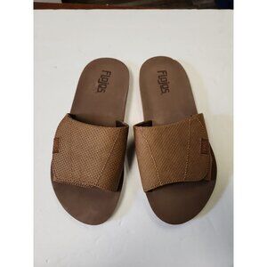 Flojos Mens Duke Tan Slides Sandals Woven Weave Size 9? See Pics